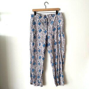Tuk & Lu Gray & Blue Floral Cotton Pajama Pants Women's Size Medium